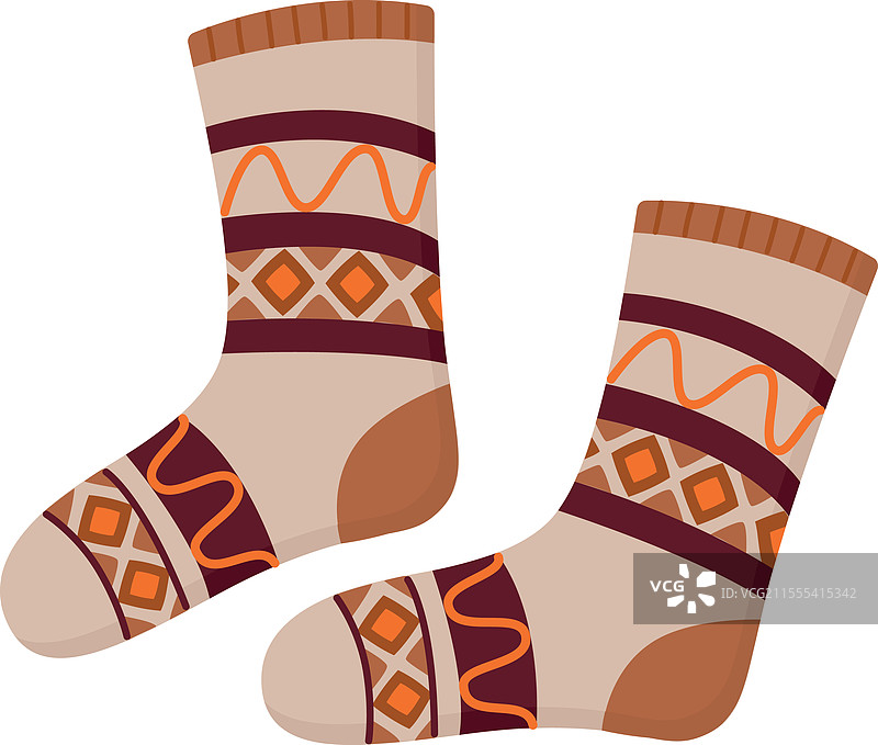一双带有装饰图案的针织袜子图片素材