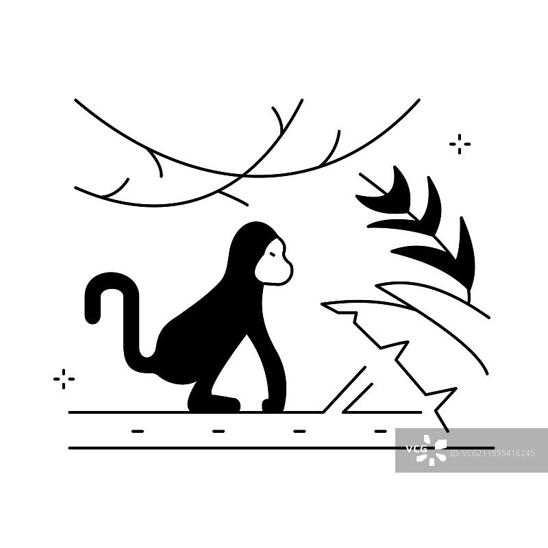猴子丛林野生动物图标设计图片素材