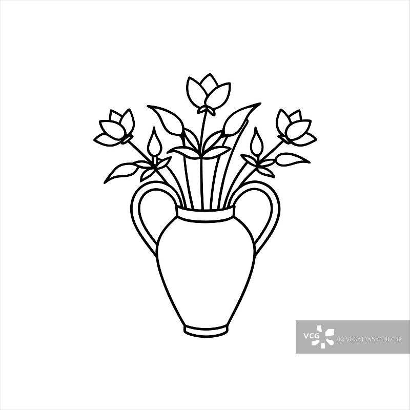 白色背景上的花卉艺术花瓶图片素材