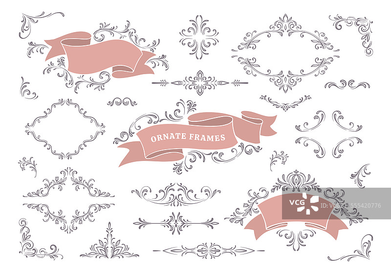 一套复古设计元素框架图片素材