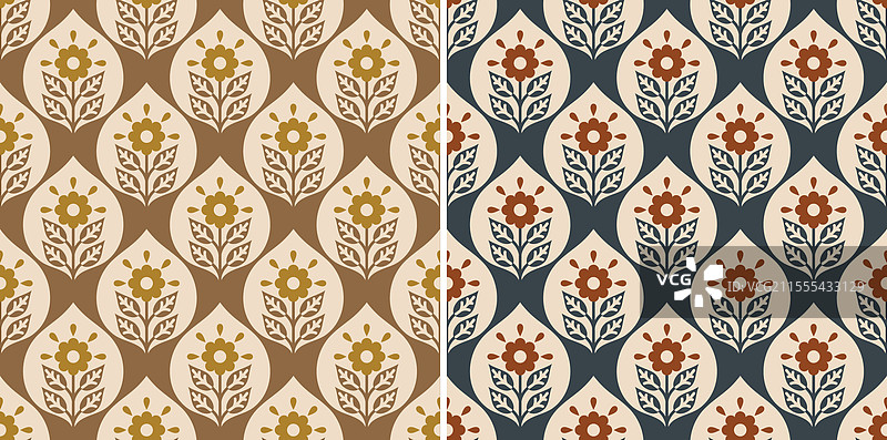 花卉伊卡特重复图案图片素材