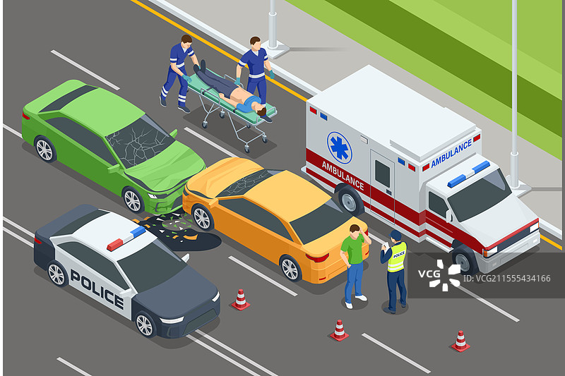 等距视角的两辆车相撞事故图片素材
