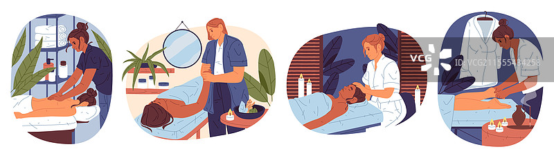 女性按摩水疗沙龙元素套件图片素材
