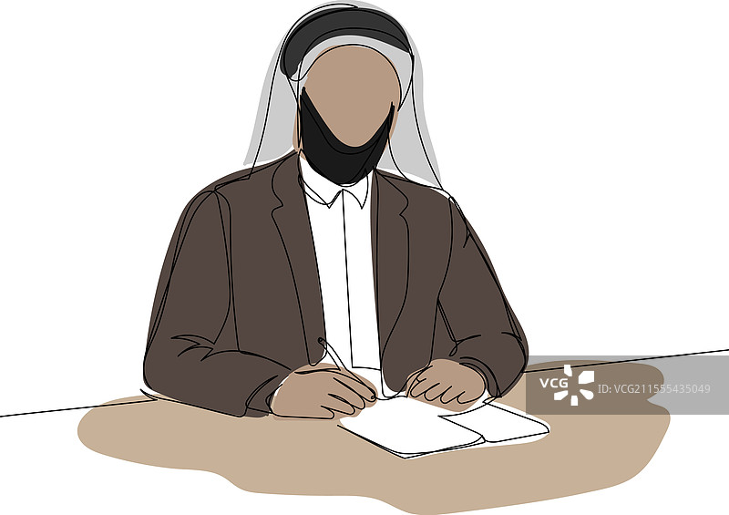 身穿西装和头巾的阿拉伯商人进行交易图片素材