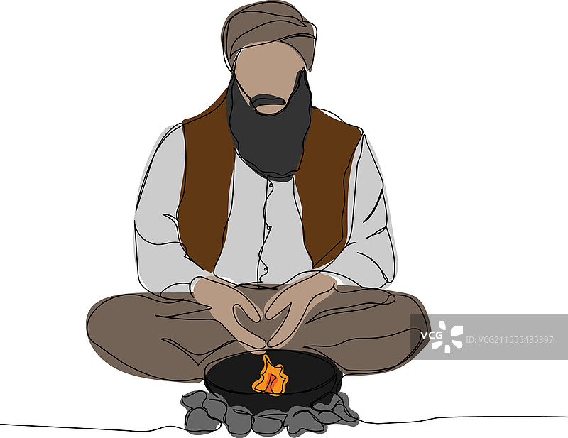 阿拉伯人在火边，魔法师、炼金术士、治疗师图片素材