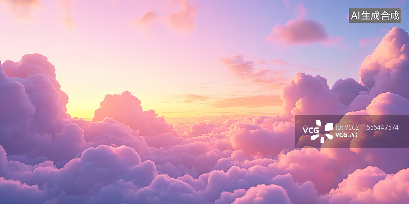 【AI数字艺术】航拍视角夕阳晚霞云海图片素材