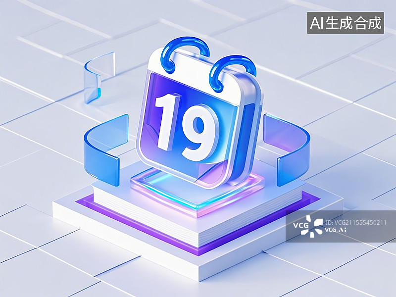 【AI数字艺术】透明背景的3D一本日历上面有数字19图标图片素材