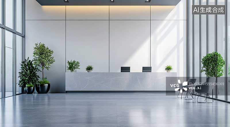 【AI数字艺术】豪华酒店办公楼大堂会客区接待处图片素材