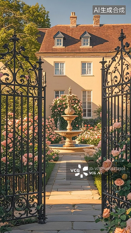 【AI数字艺术】英式古典私家花园图片素材