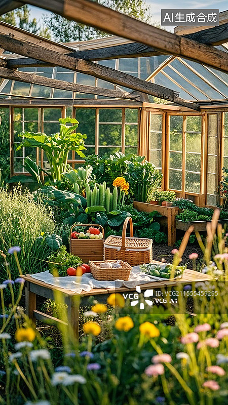 【AI数字艺术】现代田园风格私家花园菜园图片素材