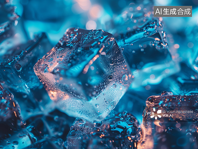 【AI数字艺术】凝结的冰块特写图片素材