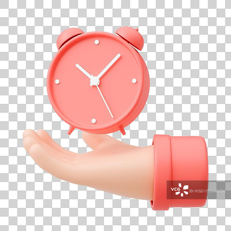 3D渲染手托举闹钟免抠素材图片素材