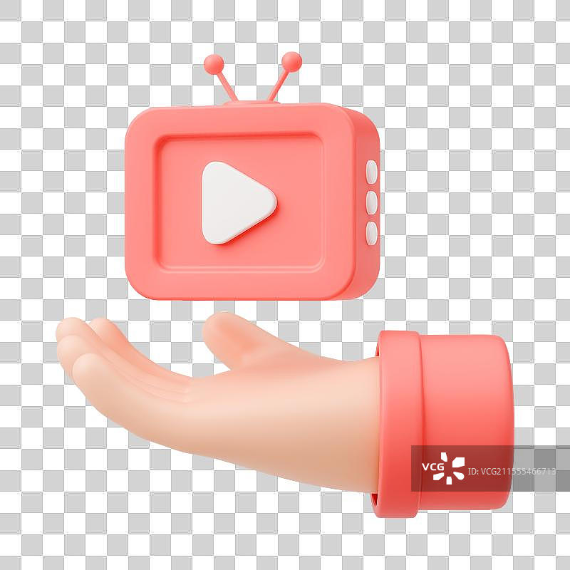 3D渲染手托举电视免抠素材图片素材