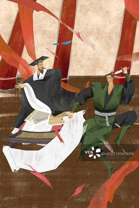 图穷匕见成语典故插画图片素材