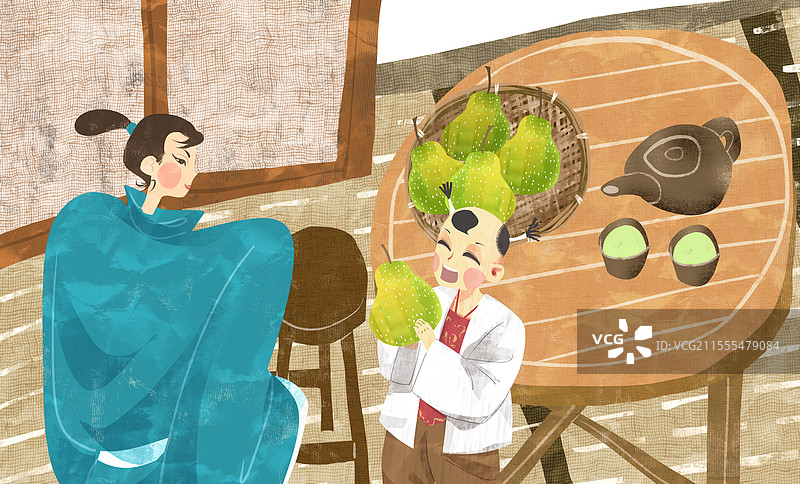 孔融让梨成语典故插画图片素材