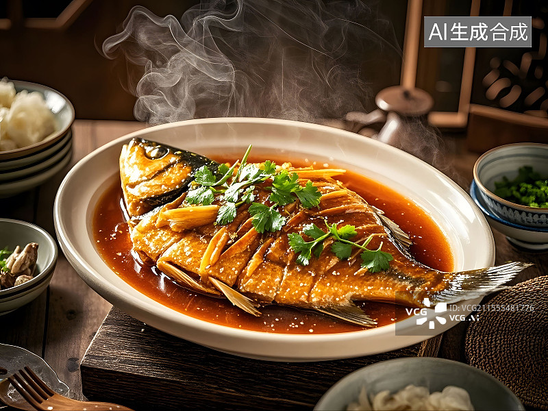 【AI数字艺术】西湖醋鱼图片素材