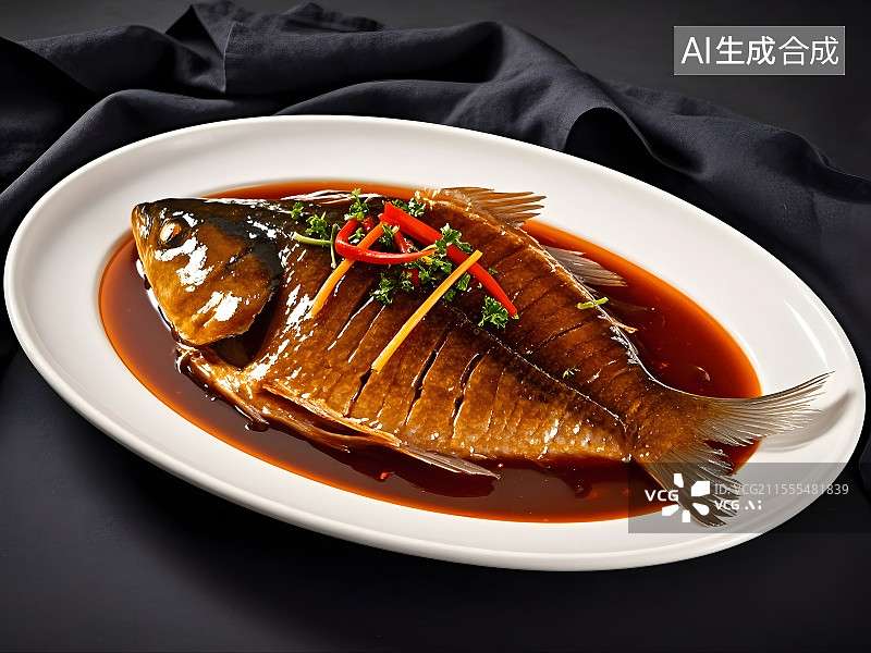 【AI数字艺术】西湖醋鱼图片素材
