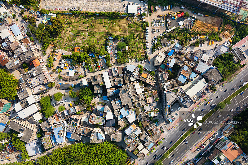 广州黄埔区，山下村，航拍城镇乡村风光图片素材
