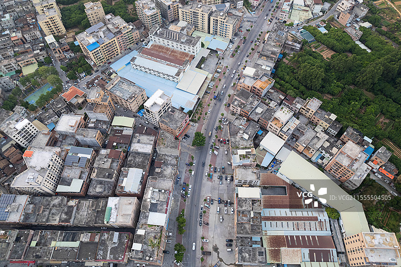 东莞，寮步镇，航拍城镇建筑风光图片素材