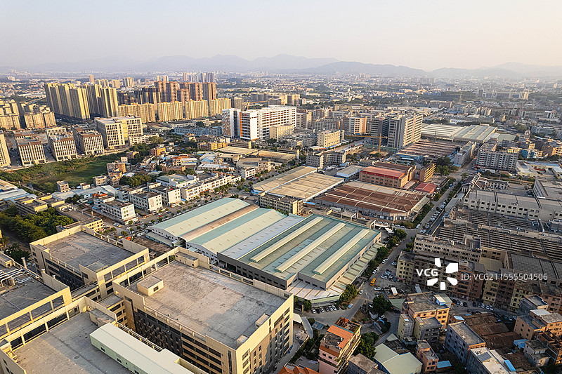 东莞，寮步镇，航拍城镇建筑风光图片素材