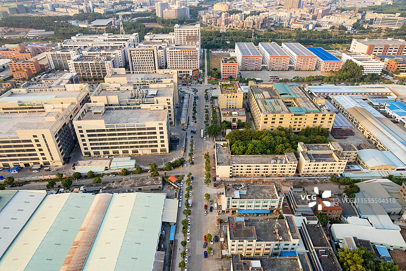 东莞，寮步镇，航拍城镇建筑风光图片素材