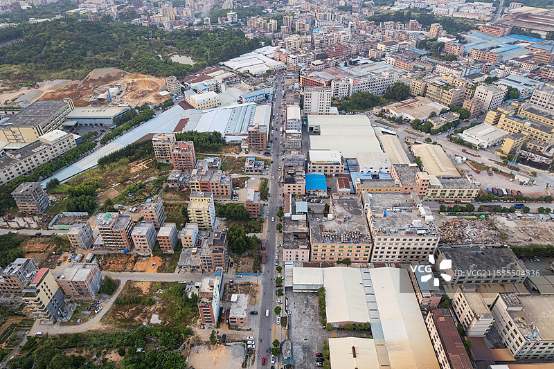 东莞，寮步镇，航拍城镇建筑风光图片素材