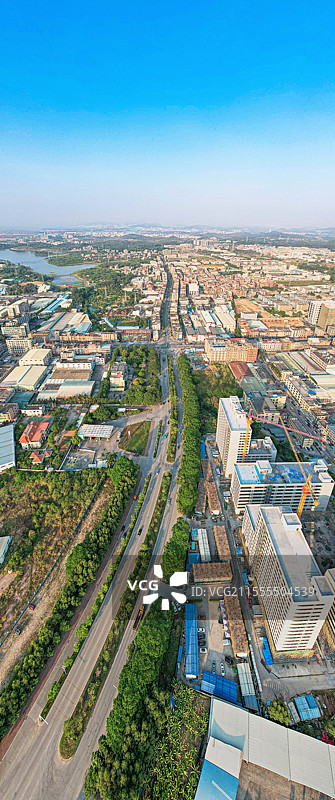 东莞，寮步镇，航拍城镇建筑风光图片素材