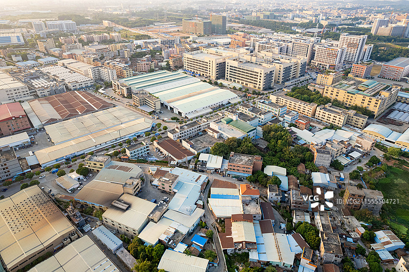 东莞，寮步镇，航拍城镇建筑风光图片素材