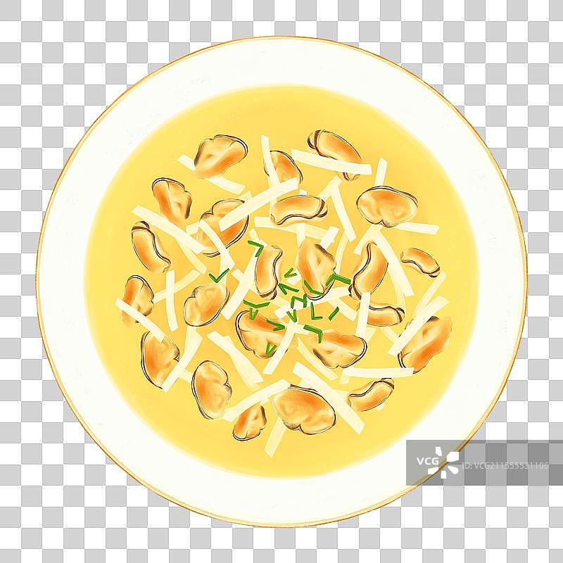 盐城特色美食插画盐城八大碗萝卜烧淡菜‌图片素材