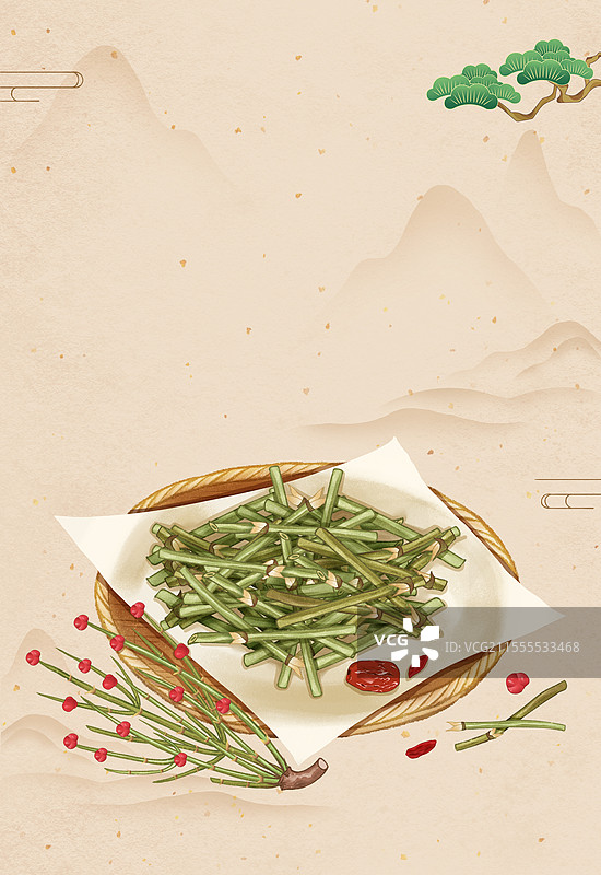 中国传统文化中医养生中草药药材医疗用品之麻黄图片素材