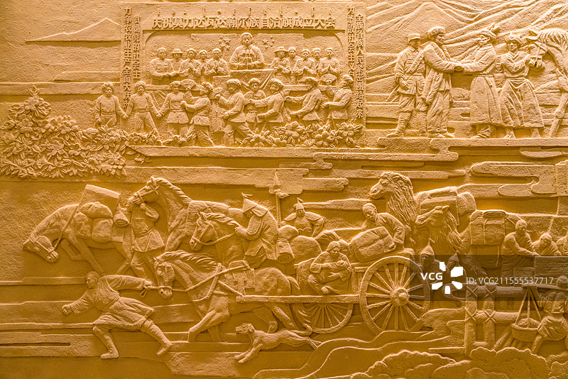 莫力达瓦达斡尔族自治旗成立大会浮雕  达斡尔民族博物馆图片素材