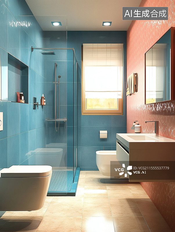 【AI数字艺术】现代浴室设计展示图片素材