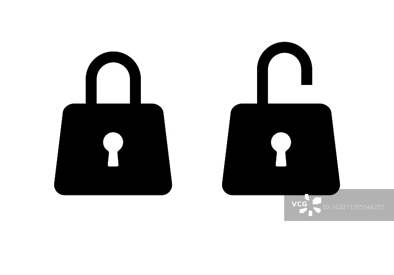 扁平设计的锁图标，用于安全和访问图片素材