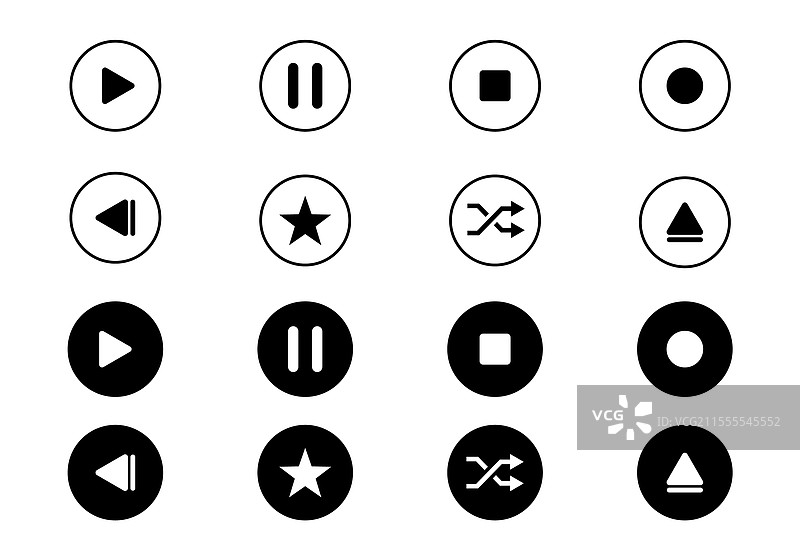 可自定义的媒体播放器按钮图标图片素材