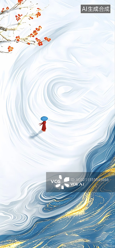 【AI数字艺术】新中式国风鎏金节气背景图片素材