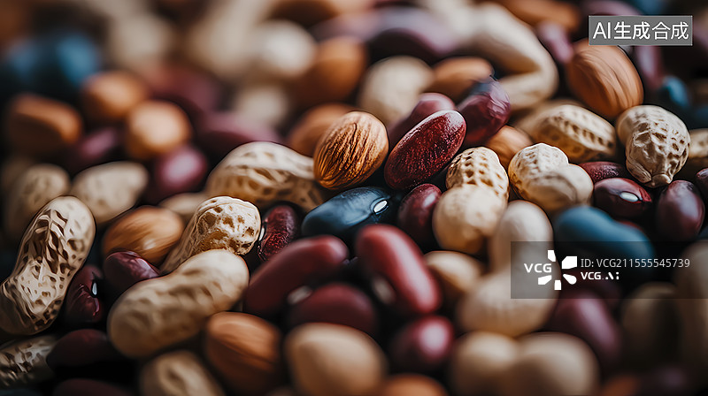 【AI数字艺术】坚果豆类的营养拼盘图片素材
