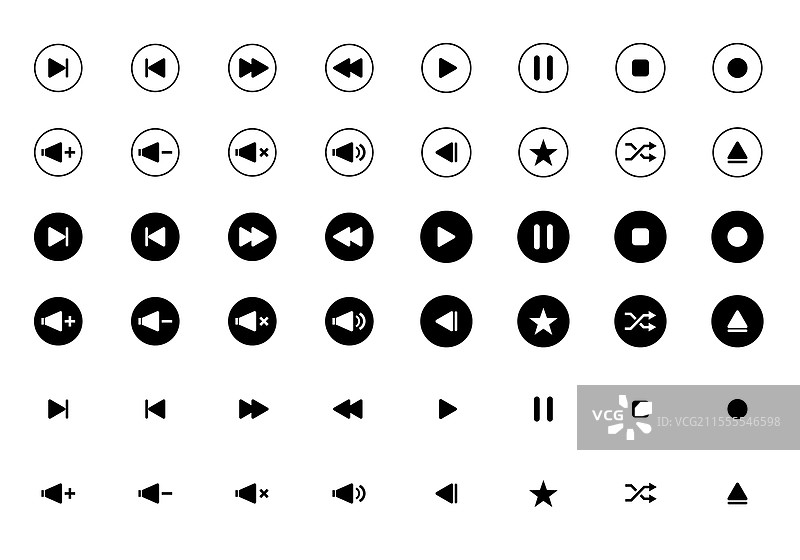 音乐和视频播放的媒体控制按钮图片素材