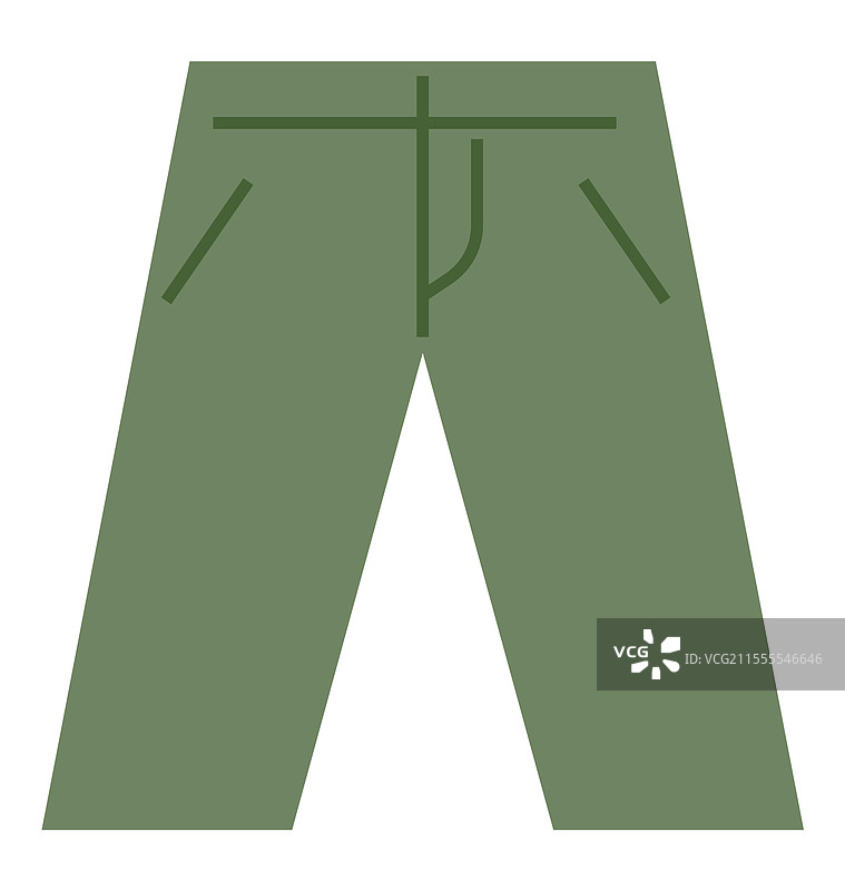 带有前口袋和细节的绿色裤子图片素材
