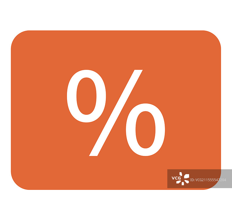 橙色矩形上的粗体百分号符号图片素材