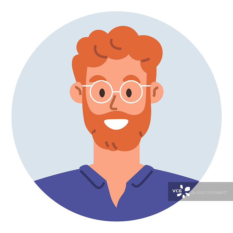 微笑的红发胡子男士，戴着眼镜图片素材