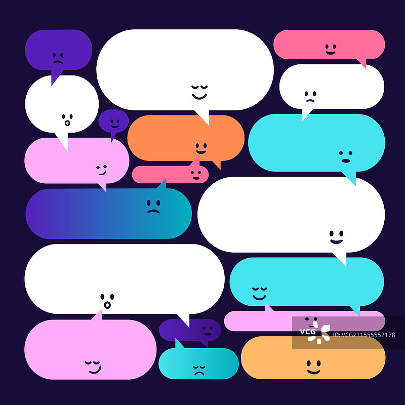 多样化的彩色聊天气泡角色集图片素材