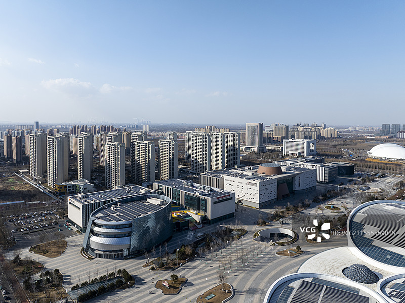 山东省淄博市文化艺术中心航拍图片图片素材
