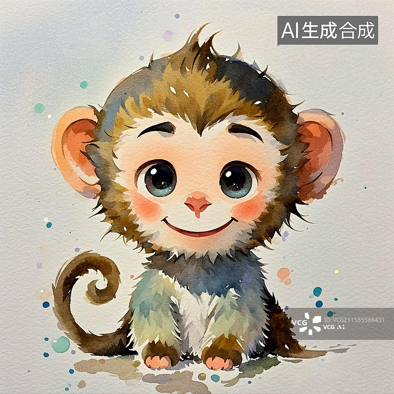 【AI数字艺术】可爱水彩画风格萌版十二生肖狗图片素材