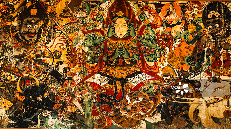 山西朔州浑源县永安禅寺不动明王壁画图片素材