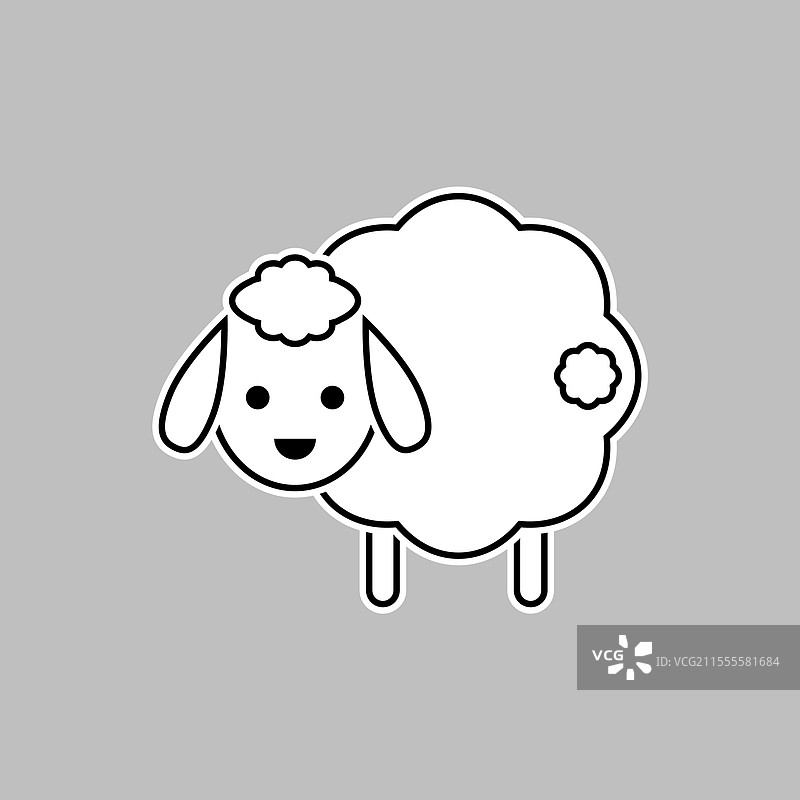 可爱的白色羊和尾巴的画作图片素材