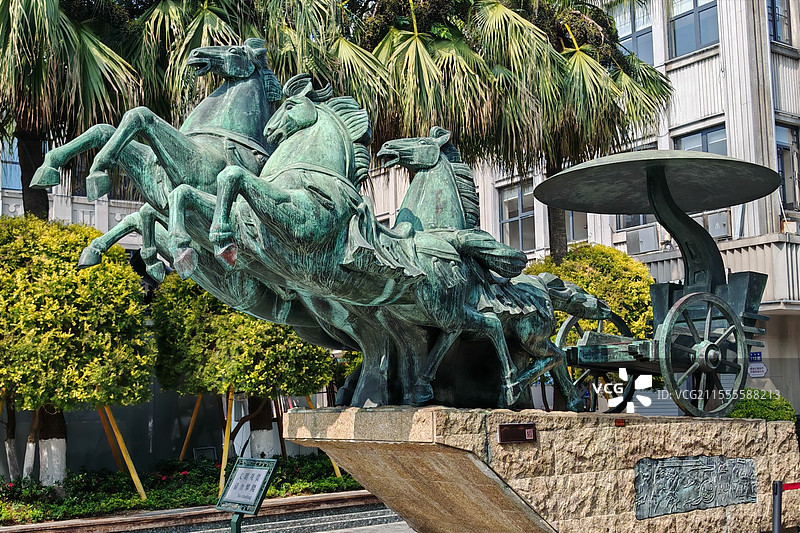 温州五马街五马雕塑图片素材