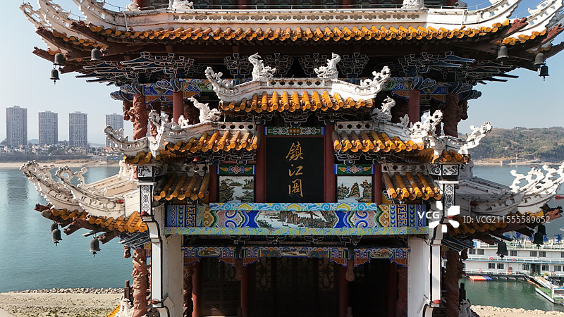 宜昌长江边镇江阁图片素材