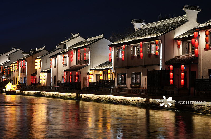 无锡南长街夜景 古运河灯光 无锡地标图片素材