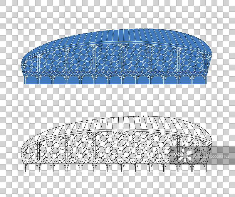 城市地标建筑剪影剪纸风格线条矢量插画—山西省体育中心图片素材