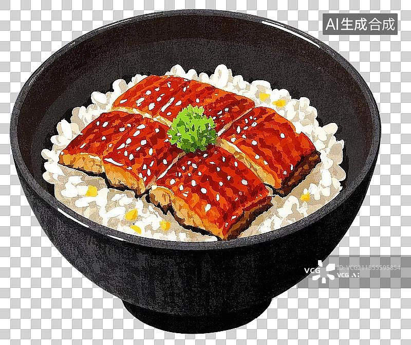 【AI数字艺术】鳗鱼饭插画元素图片素材